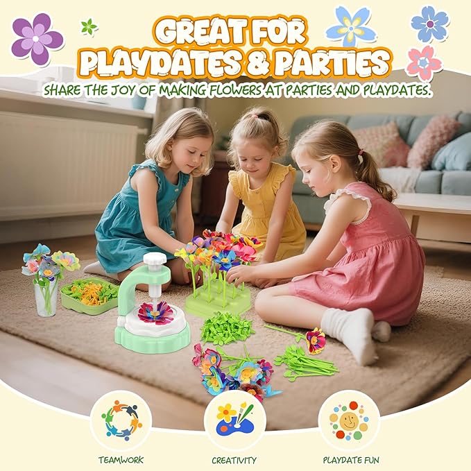 Art Flower Bouquet Craft Kit, DIY Arts & Crafts Flower Toy for Kids, Build Your Own Bouquet, Creative Educational Gift for Toddlers Kids, Christmas Birthday Gift for 4 5 6 7 8+ Year Old Girls and Boys