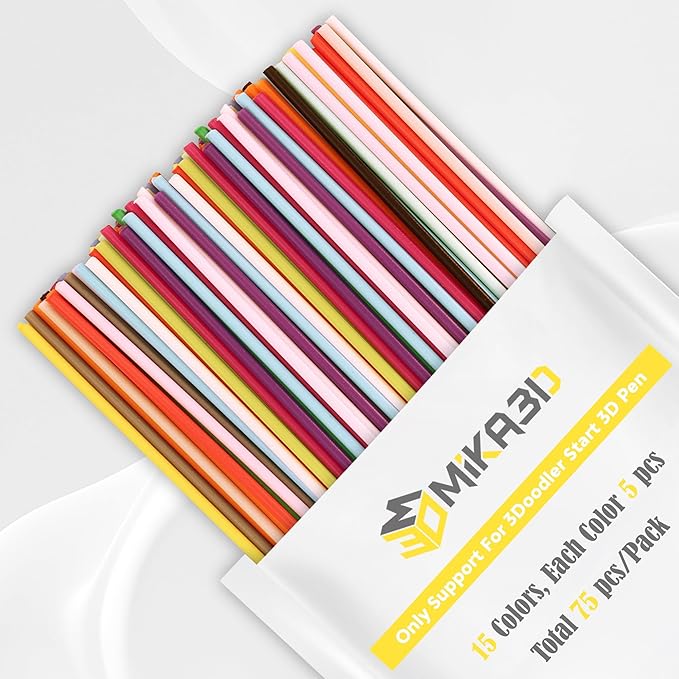 PCL Filament Strands for 3Doodler Start+ 3D Pen, Low Print Temperature Filament Only Fit for 3Doodler Start 3D Pen，PCL Filament by MIKA3D (15 Colors)