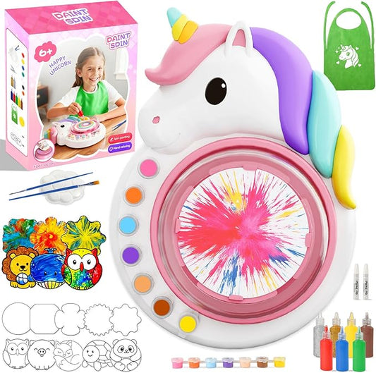 Oeasic Unicorn Spin Art Machine for Kids, Dual Rotation Painting Spinner Arts and Crafts with 60 Design Cards, Art Supplies for Kid Set, Birthday & Christmas Gift for Girls Ages 4 5 6 7 8 9 10 11 12