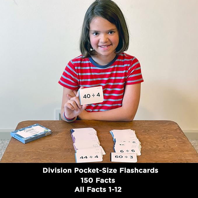 Think Tank Scholar Division Flash Cards - 300 Facts 1-12 - (Award Winning) Flashcards for Kids in 3rd, 4th, 5th, 6th Grade, Homeschool or Classroom - 6 Math Teaching Methods & 5 Games - Ages 8 and Up