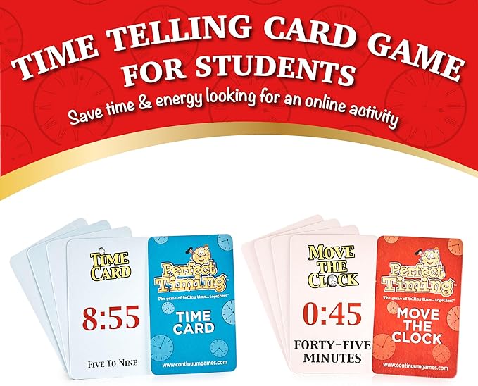 Continuum Games Perfect Timing Game - Tell Time Cooperative Board Game for Kids - Fun Educational Family Game to Learn How to Read a Clock