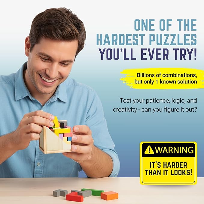 Zen Fun Unsolvable Puzzle Cube | Hardest Brain Teaser Puzzle in The World for Adults - Small, Unique & Difficult 3D Puzzle Cube for Adults (Original) - 32 Pieces