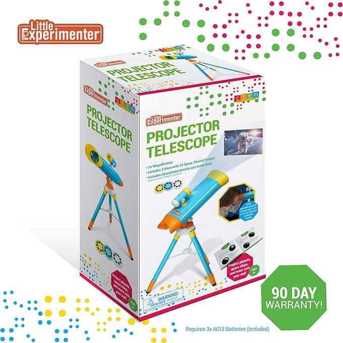 Little Experimenter Projector Telescope for Kids, Children's Telescopes & 24 Space Images, Educational Book Incl, STEM Activity Science Toys, Learning Gifts for Boys & Girls Ages 3 4 5 6-12 Year Old