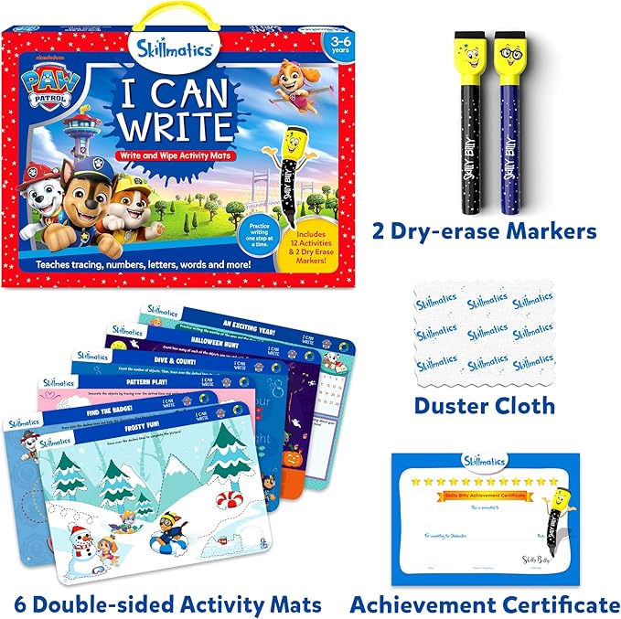 Skillmatics I Can Write PAW Patrol - Reusable Preschool Learning Activities, Educational Toy and Game, Back to School Supplies, Gifts for Students, Kids, Toddlers Ages 3, 4, 5, 6