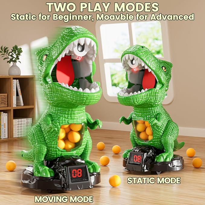 Movable Dinosaur Shooting for Toys Kids 4-6, Electronic Kids Target Games w/Air Pump Launcher, LCD Score Record, Sound, 24 Foam Balls, Birthday Gifts for 3 4 5 6 7 8 9 Year Old Boys Girls