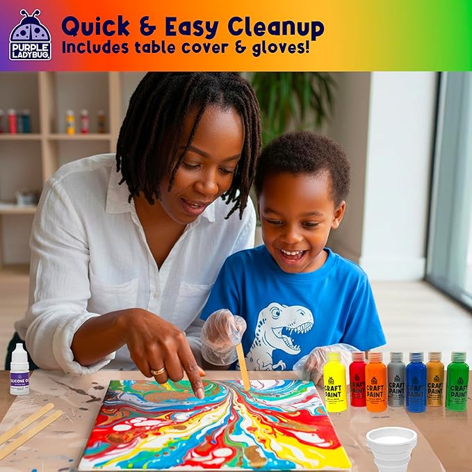 Pouring Paint Art Kit - Art and Crafts for Kids Ages 8-12, Gifts for 6 7 8 9 10 11 12 Year Old Boys & Girls Christmas Gift Ideas, Birthday Gifts for Girls, Tween & Teen Girl - DIY Painting Kit