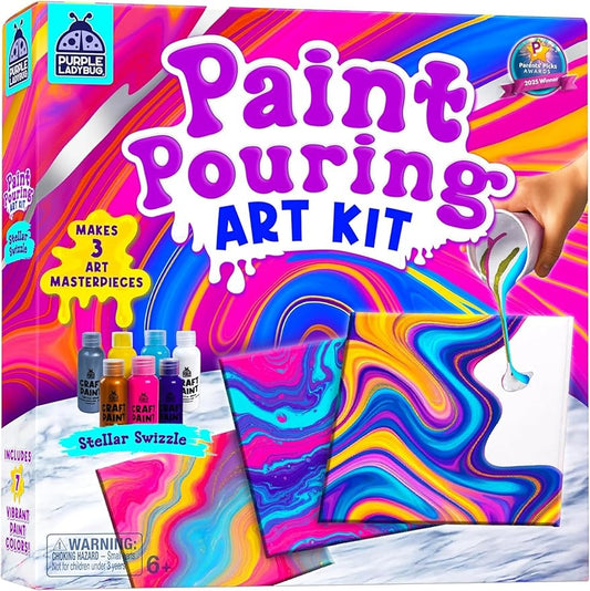 Paint Pouring Art Kit - Art and Crafts for Kids Ages 8-12, Gifts for 6 7 8 9 10 11 12 Year Old Boys & Girls Christmas Gift Ideas, Birthday Gifts for Girls, Tween & Teen Girl - DIY Painting Kit
