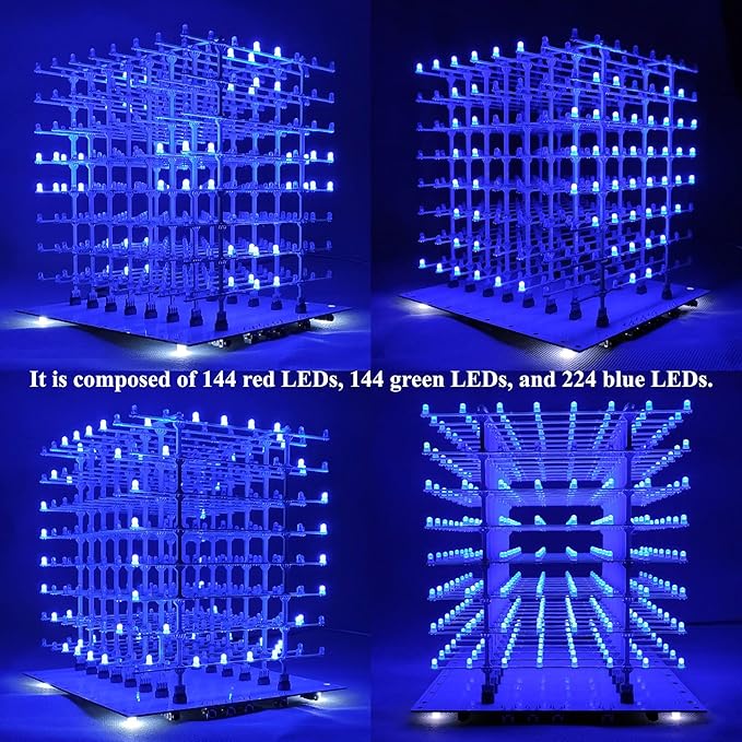3D Led Cube Kit DIY Electronics Kit (3D8P-BLUE-SMD-KIT)