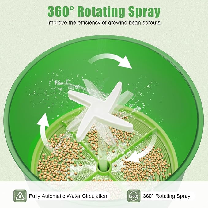 Bean Sprouts Machine, 2-Layer Automatic Sprout Grower with 3 Seasonal Modes, Seed Sprouter Kits for 6-8 People, Suitable for Mung Bean, Soybean, Radish, Alfalfa, Wheatgrass, Broccoli Sprouts