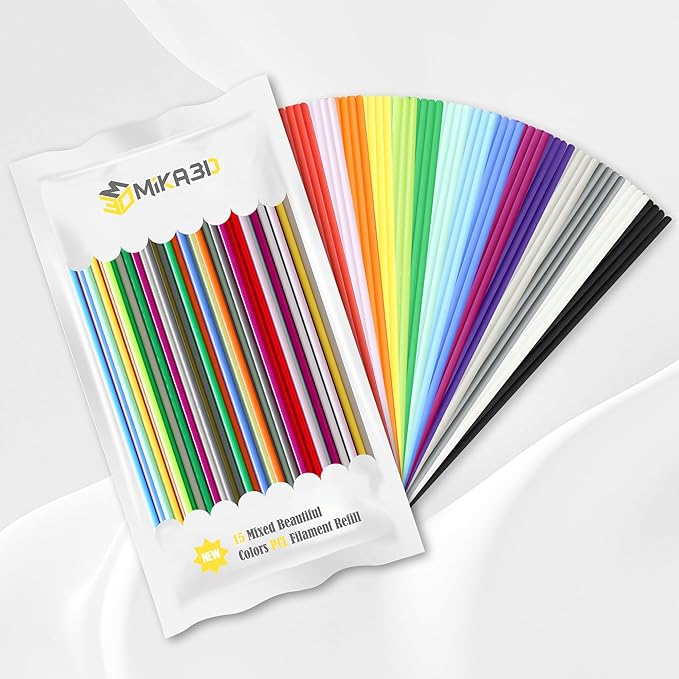PCL Filament Strands for 3Doodler Start+ 3D Pen, Low Print Temperature Filament Only Fit for 3Doodler Start 3D Pen，PCL Filament by MIKA3D (15 Colors)