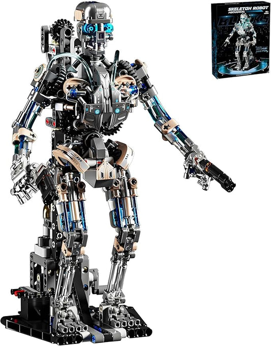 Mechanical Skeleton Robot Building Block Toy 692+Pieces Twistable Body and Poseable Design Creative STEM Toy for Kids and Adults