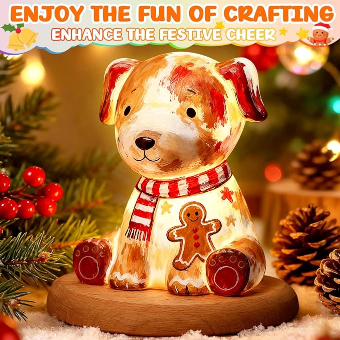 dededa Paint Your Own Dog Lamp Kit, Arts and Crafts for Kids, Art Supplies Painting Kits for Kids 8-12, Christmas Halloween Birthday Crafts Gifts for Boys Girls Ages 4 5 6 7 8 9 10 11 12+, Dog Toys