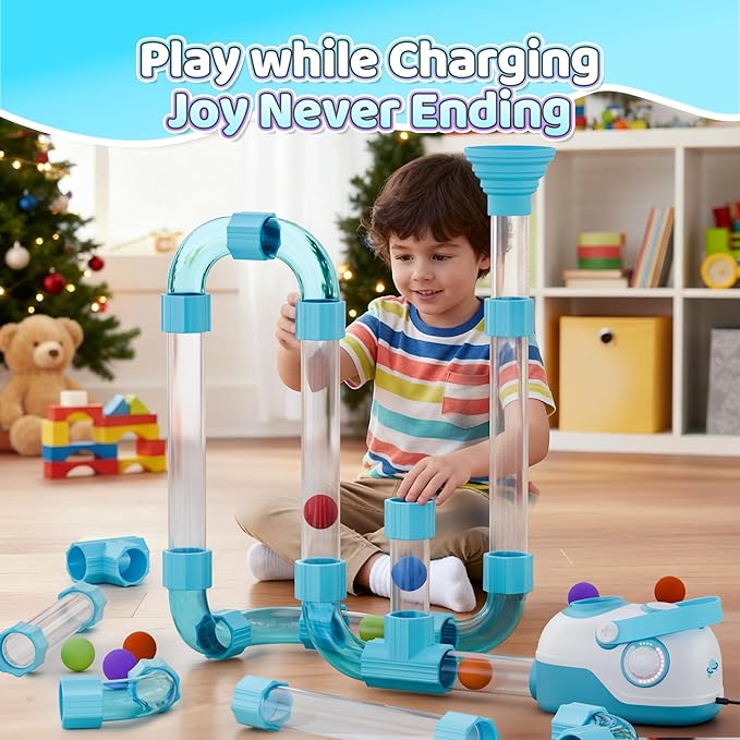 Air-Powered STEM Building Toys - Rechargeable & Play While Charging STEM Toys for 3+ Year Old, Birthday & Christmas Gifts for Kids
