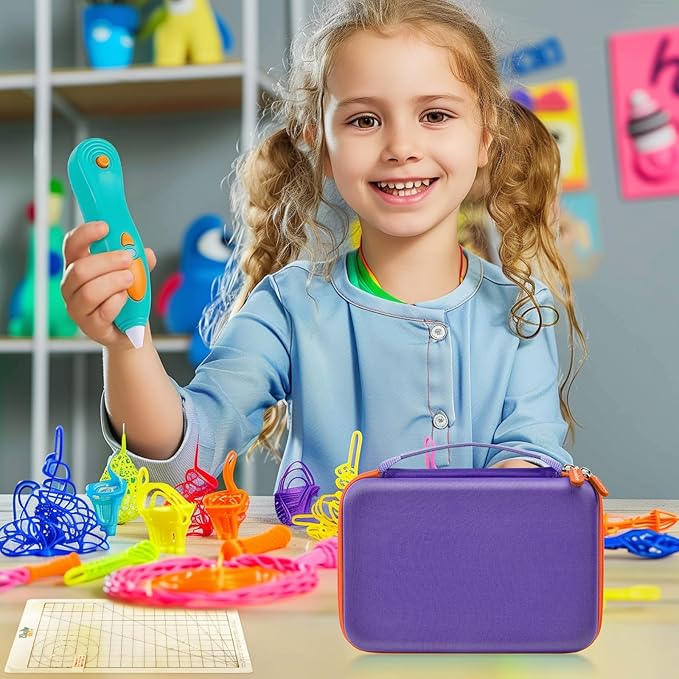 casmilee Case Compatible with 3Doodler Start+ Essentials 3D Pen Set for Kids, Art Activity Set Storage for Educational STEM Toy, Hold Plastic Filaments Strands- Purple