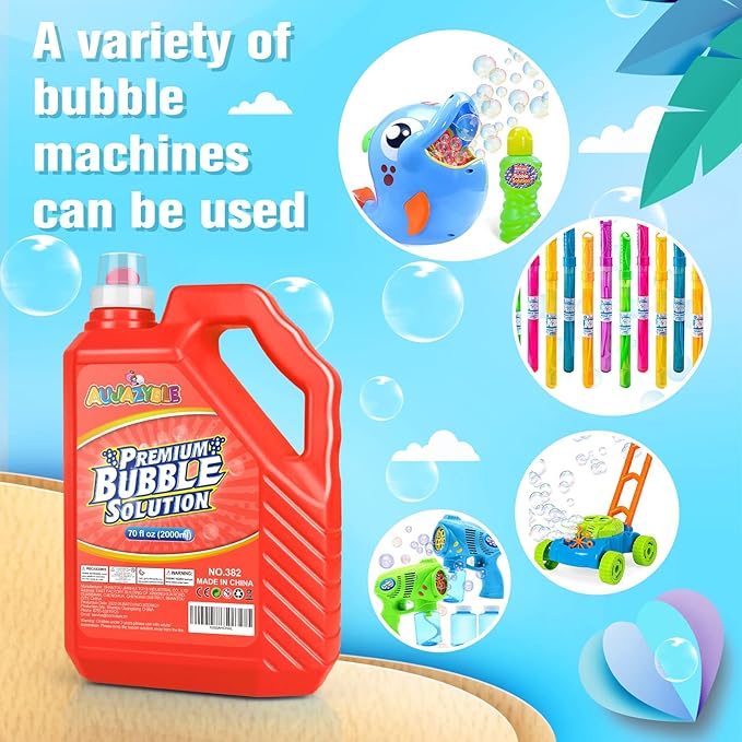70 oz Bubbles Refills for Kids-Premixed Bubble Solution Refill Premium Bubble Liquid Bubble Juice for Bubble Machine/Wand/Blower at Wedding and Party | Kids Easy Grip Bottle