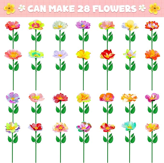 DIY Fabric Flower Bouquet Toy Accessories with 2 White Vases - Flower Market Toy Fitting Set - Arts & Crafts Toy