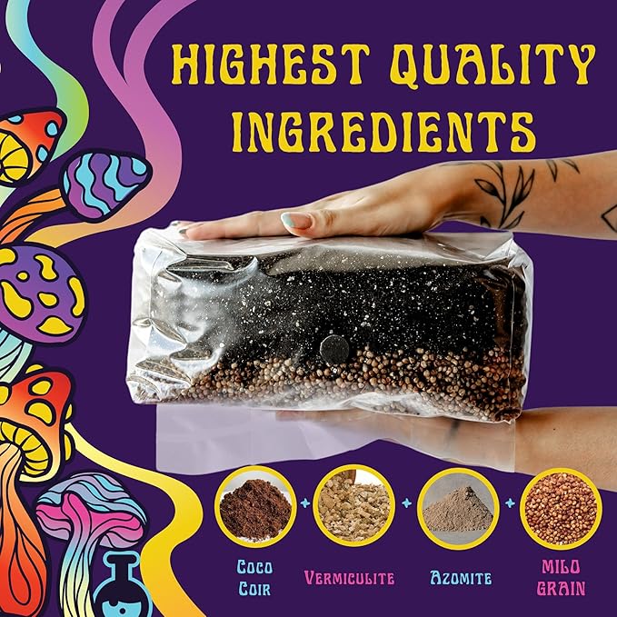 6 LB All-in-One Mushroom Grow Bag: Up to 48oz of Mushrooms! Nutrient-Enhanced, Injection Port, Just Add Your Own Spores & Grow Like Magic (6 LB Bag)