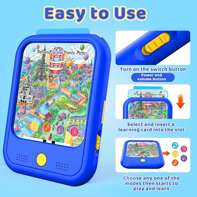 Kids Learning Tablet Bilingual, Montessori Educational Learning Toys for Toddlers 2-5 Year Olds, with 2000+ Words and Games, Autism Sensory Speech Therapy Toys, 2 3 4 5 Year Old Boy Girl Birthday Gift