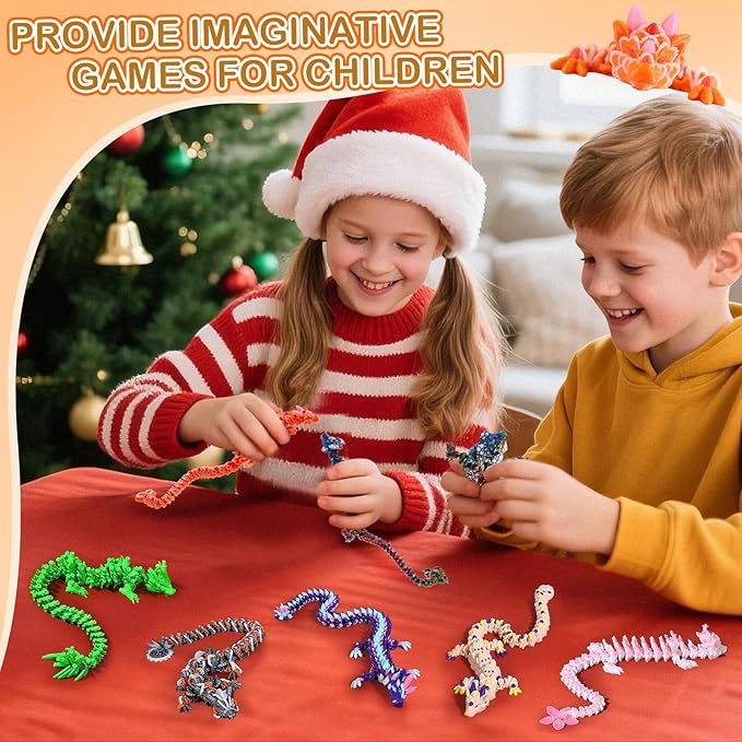 3D Printed Dragon Mushroom and Heart Cookie Dragons, Articulated Fidget Toys for Autism and ADHD, Perfect Basket Essentials Stuffers and Desk Accessories