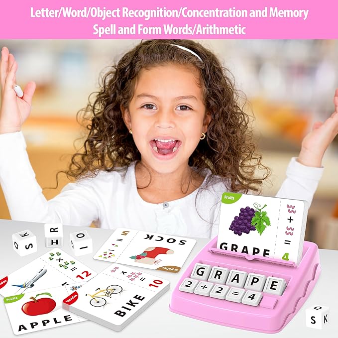 Montessori Matching Letter Games,Educational Toys for 3-8 Year Olds Boys Girls,Alphabet Learning Toys for Kids Ages 3-8 Years,Birthday Party Gifts for 3-8 Year Olds Boys Girls(Pink)