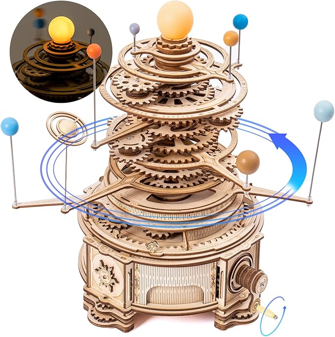ROKR 3D Wooden Puzzles for Adults Huge Orrery Model - Toy Building Set Mechanical Puzzles 8 Orbiting Planets Unique Gifts for Men and Women