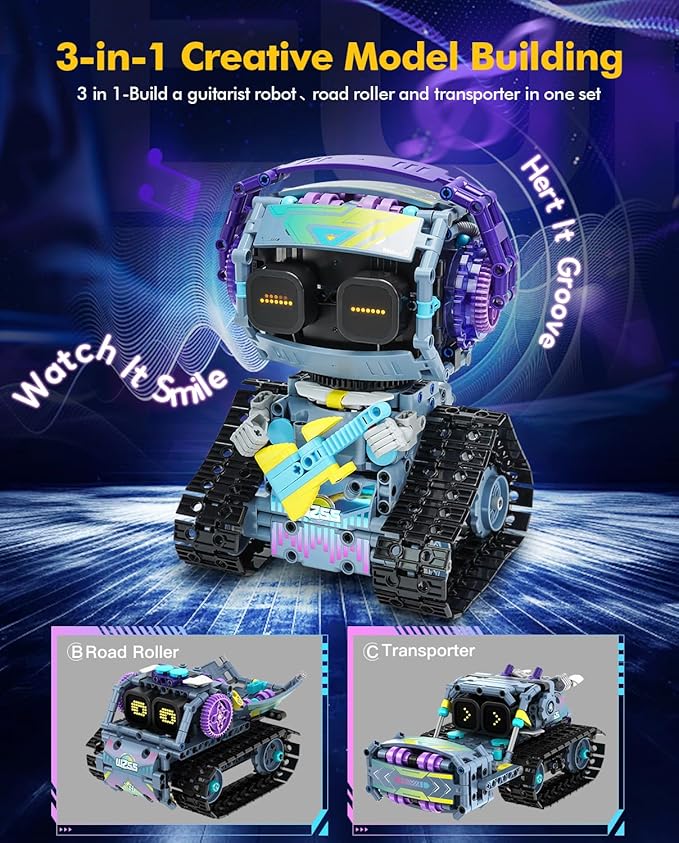 BAV 3 in 1 STEM Robotics Toy Building Blocks Set, Programmable APP Remote Control Robot/Car Robot Coding Kit, STEM Project Education Birthday Gift for Boys and Girls Ages 8-12 (433 Pieces)