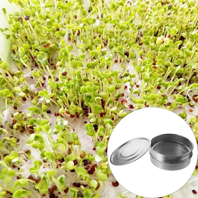 Stainless Steel Sprouting Tray Kit Set with Galvanized Base Cover Mesh Germination Tray for Seeds Legumes and Microgreens Gardening Tool for Home and Balcony Use