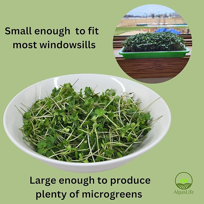 Complete Home Microgreens Kit - Organic Indoor Garden System - Includes 2 Sets of Reusable Trays, Premium Spray Mister, Coco Coir Growing Medium, 2 Packs Organic Seeds – Radish and Broccoli