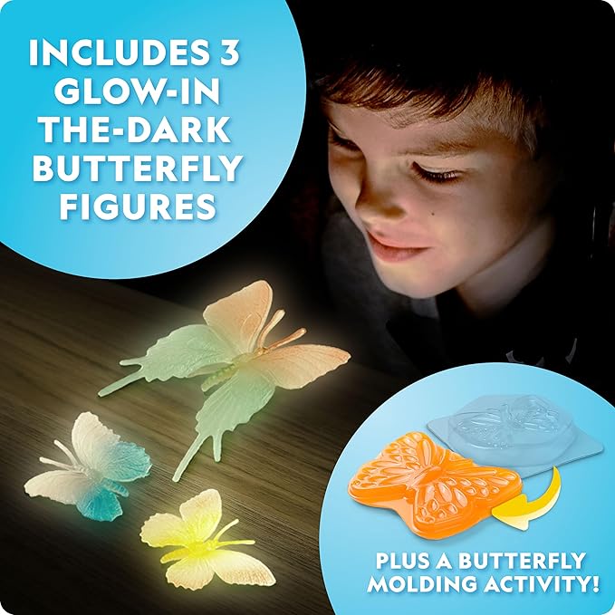National Geographic Ultimate Butterfly Growing Kit – Build a Habitat & Watch Caterpillars Transform, Includes Live Caterpillar Voucher, Cage, Feeder, Glow-in-The-Dark Figures, Hands-On Activities