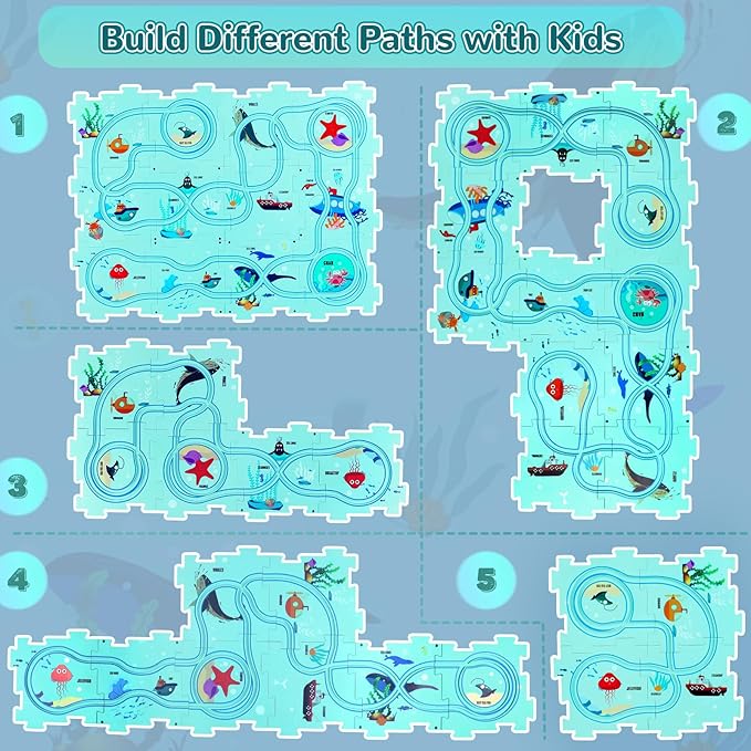 New Plastic Puzzles for Kids Ages 3-5 with A Cute Vehicle, Toddler Puzzles Gift, Critical Thinking Educational Toys, Toys for 3 4 5 6 Year Old Boys Girls, Fun Race Car Track STEM Toys for Kids