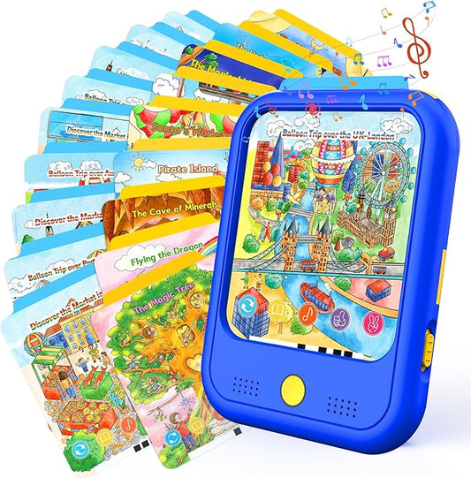 Kids Learning Tablet Bilingual, Montessori Educational Learning Toys for Toddlers 2-5 Year Olds, with 2000+ Words and Games, Autism Sensory Speech Therapy Toys, 2 3 4 5 Year Old Boy Girl Birthday Gift