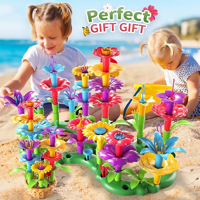 Girl Toys for 3 4 5 6 Year Old Girls Birthday Gift, Flower Garden Building Toys Set for Girls Toddlers Kids Ages 3-5, Building Educational Stem Toys