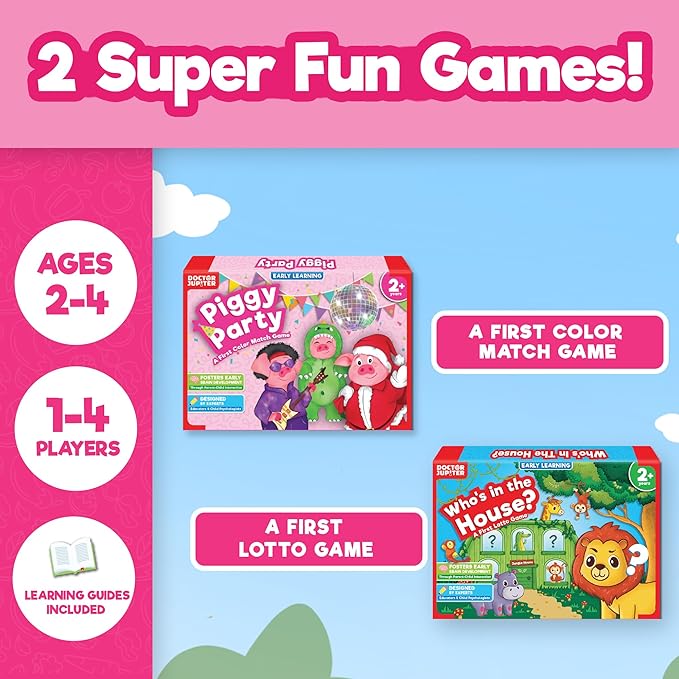 Doctor Jupiter My First Box of Games for 2 to 4- Pink | Birthday Gift for 2 Year Old Girls | Toys for Ages 2-4 | Toddler Toys for 2-3-4 Year Old | Learning & Education Toys