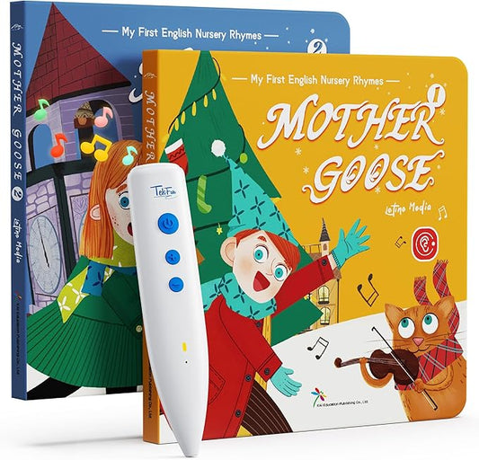 TEKFUN Talking Pen Books Set, Nursery Rhymes Toys for Toddlers, Learning Interactive Toys, Educational Electronic Sound Books for Preschoolers, Autism Sensory Toy for Boys Girls 2 3 4 5 6