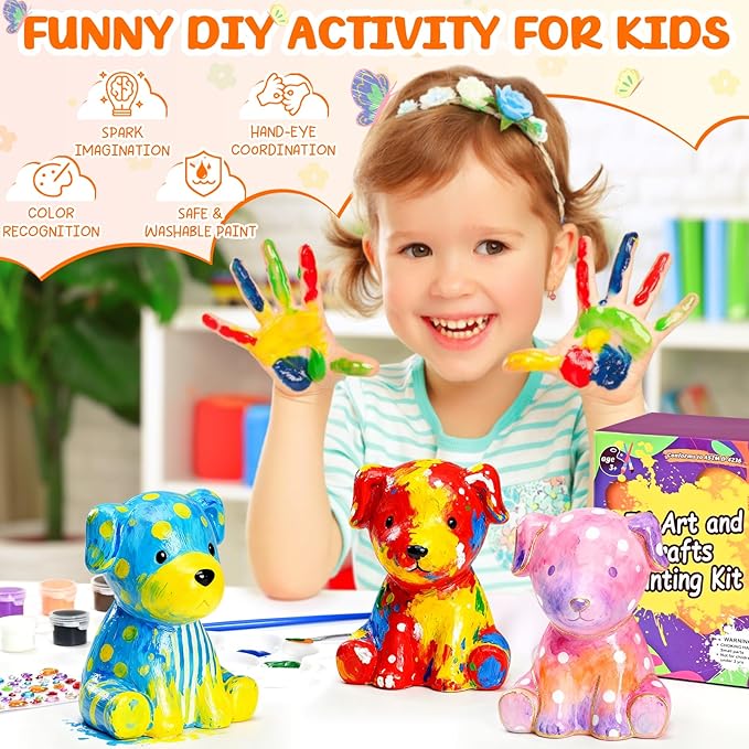dededa Paint Your Own Dog Lamp Kit, Arts and Crafts for Kids, Art Supplies Painting Kits for Kids 8-12, Christmas Halloween Birthday Crafts Gifts for Boys Girls Ages 4 5 6 7 8 9 10 11 12+, Dog Toys