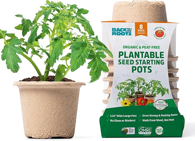 Back to The Roots Organic & PLANTABLE 4.25" Wide Seed Starting POTS (8 CT)