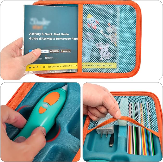 casmilee Case Compatible with 3Doodler Start+ Essentials 3D Pen Set for Kids, Art Activity Set Storage for Educational STEM Toy, Hold Plastic Filaments Strands- Green