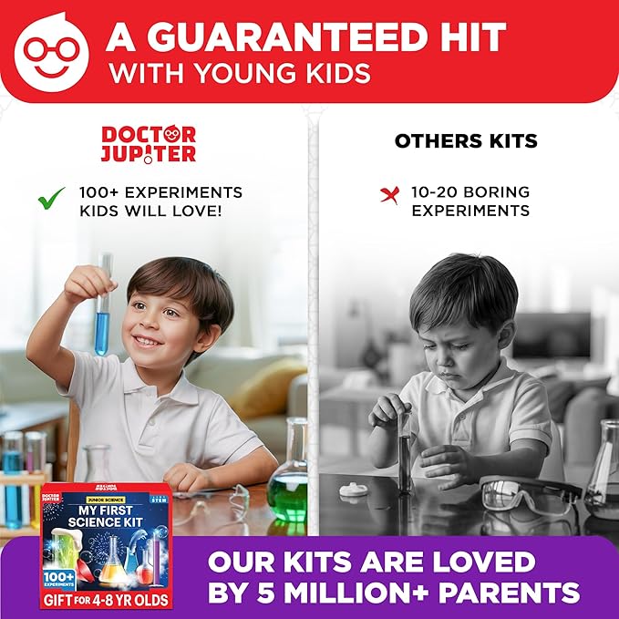 Doctor Jupiter My First Science Kit for Kids Ages 4-5-6-7-8 | Christmas, Birthday Gift Ideas for 4+ Year Old Boys & Girls | Toy Stem Kit with 100+ Experiments | Learning & Educational Projects