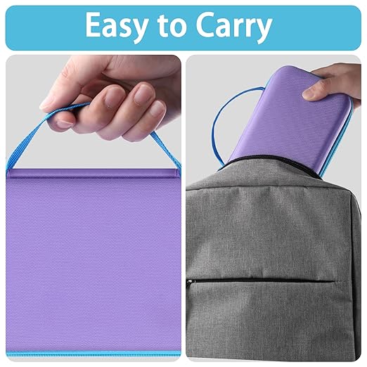 Case Compatible with 3Doodler Start+ Essentials/3Doodler Flow 3D Printing Pen,Storage Holder for 3D Pen PLA Filament and Charger (Purple Case,Blue Zipper)