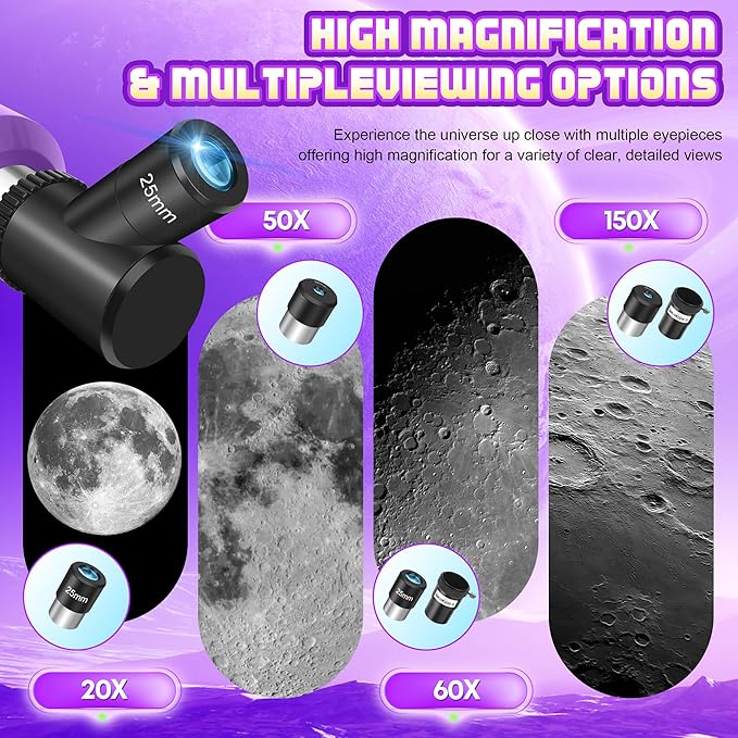 Dianfan Telescope, 80mm Aperture 500mm Astronomical Telescope for Adults High Powered, Portable Professional Refractor Telescopes for Beginners, with Tripod & Adapter, Stickers, Backpack - Purple
