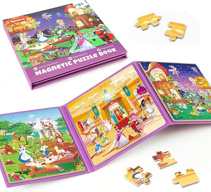 SYNARRY Princess Fairy Party Magnetic Puzzles for Toddlers 3-5 Girls, 36 Pieces Travel Puzzles for Kids Ages 4-6, Airplane Car Road Trip Activities Games Toys for 3 4 5 6 Year Old Girls Birthday Gifts