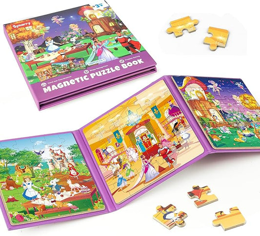 SYNARRY Princess Fairy Party Magnetic Puzzles for Toddlers 3-5 Girls, 36 Pieces Travel Puzzles for Kids Ages 4-6, Airplane Car Road Trip Activities Games Toys for 3 4 5 6 Year Old Girls Birthday Gifts