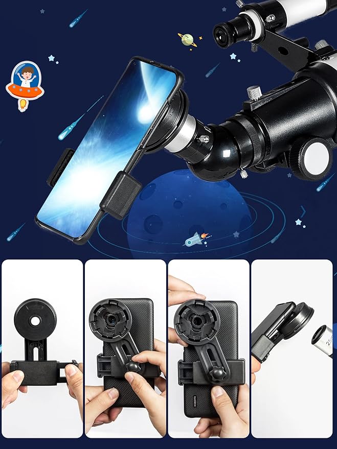 Telescope for Adults Astronomy Beginners - 70mm Aperture and 400mm Focal Length Astronomical Refractor Telescope Great Astronomy for Christmas with Package, White