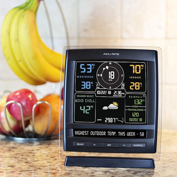 AcuRite 01517RM Wireless Weather Station with 5-in-1 Weather Sensor: Temperature and Humidity Gauge, Rainfall, Wind Speed and Wind Direction