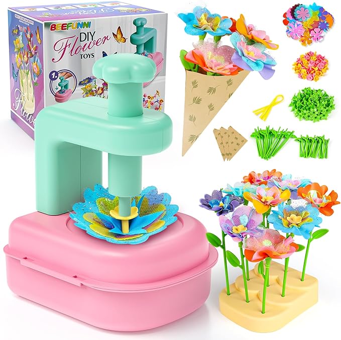 beefunni Flower Bouquet Craft Kits, DIY Arts and Crafts for Kids 4-6-8, Upgrade Colorful Flowers Toys for 4 5 6 7 8+Year Old Girl Birthday Gifts Ideas,Toddler Creative Educational Activities