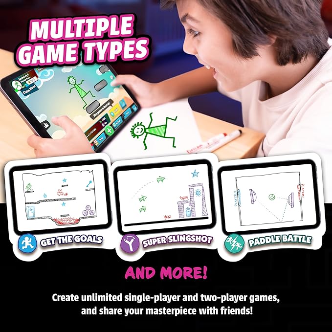 Abacus Brands Pixicade+ | Turn Drawings Into Playable Video Games! | Doodle & Draw, Snap Play & Share Instant Video Games! | Mobile Video Game Maker and Creation Studio!