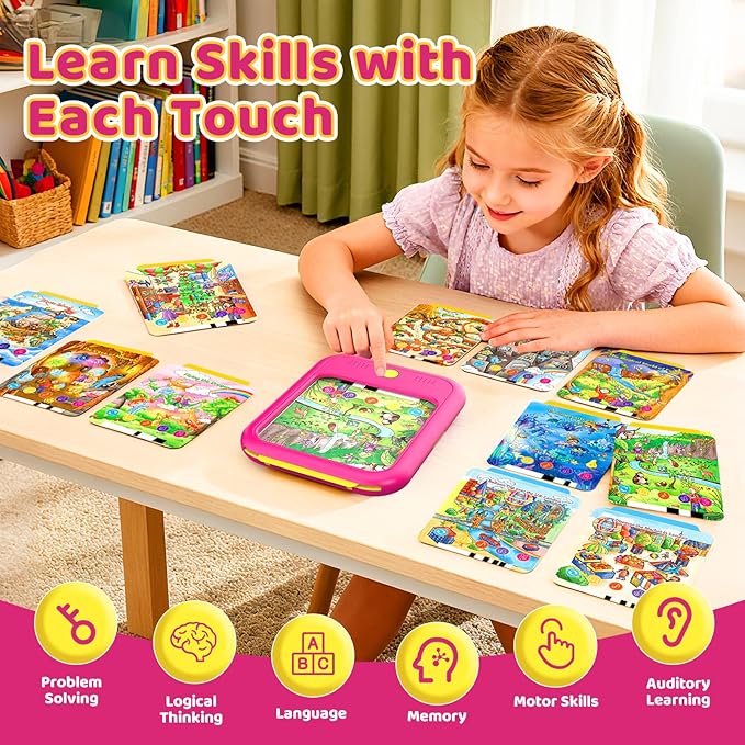 Kids Learning Tablet Bilingual, Educational Learning Toys for Toddlers 2-5 Year Olds, with 2000+ Words and Games, Autism Sensory and Speech Therapy Toys, 2 3 4 5 Year Old Girl Birthday Gift(Pink)