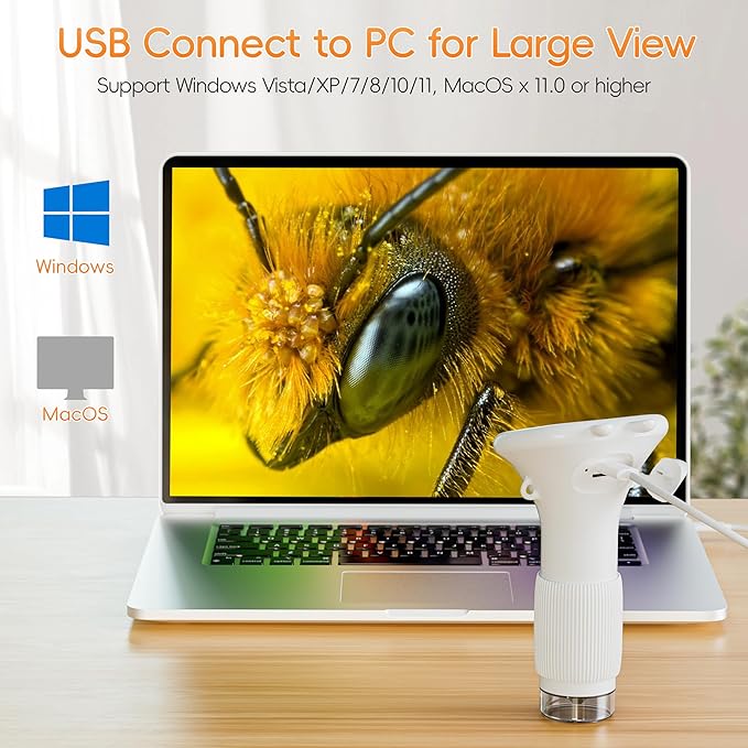 Microscope for Kids, SKYBASIC 2" IPS Screen 1000X Handheld Digital Microscopes HD Pocket Portable Mini USB Microscope Camera, PC Compatible, Science Edu Fun Birthday Gifts Toys for Children Students