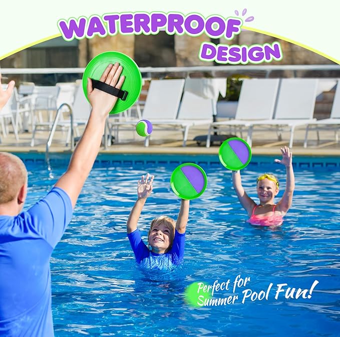 Toss and Catch Ball Set Upgraded - Kids Toys Stocking Stuffers for Family Games - Water-Resistant Great for Beach Pool Yard - Christmas Toys Gift for Boys Girls Teens 3 4 5 6 7 8 9 10 11 12+ Years