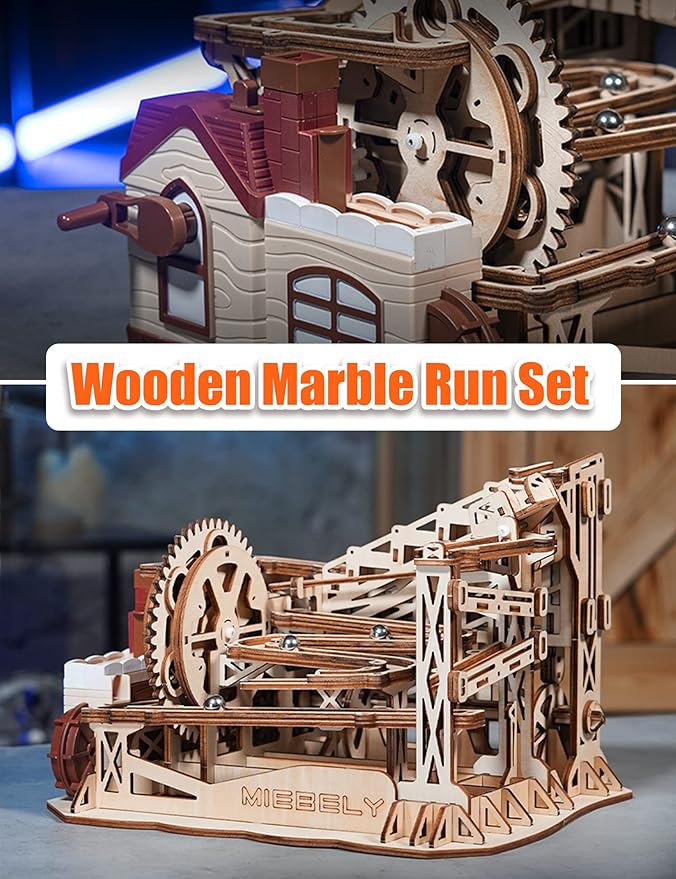 MIEBELY for Mom 3D Wooden Puzzles for Adults, 235 Pieces DIY Wood Marble Run Model Kits, Electrical Mechanical Gear W/Motor Building Kit, 3D Puzzle Creative Home Decor Gift Ideas